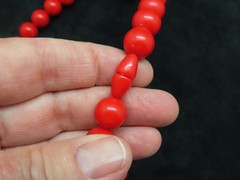 Vintage 1980’s Red Lucite Bead Necklace 10MM
