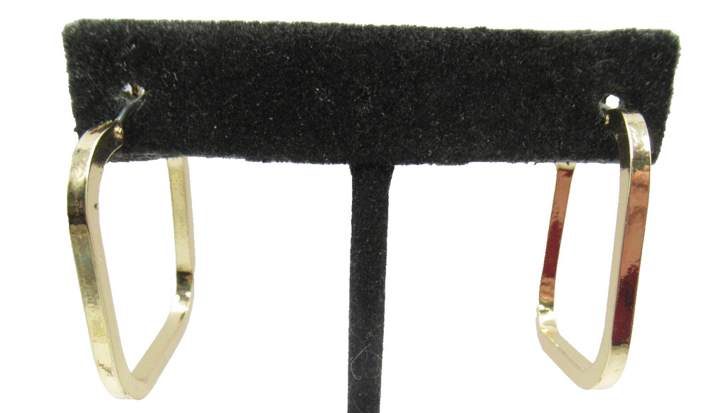 Gold Tone Hoop Square Shape Vintage Pierced Earrings