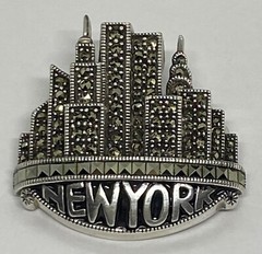 VTG Judith Jack J.J. Sterling Silver Markasite New York Skyscraper Pin Brooch17g
