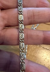 Vintage Silver Tone Chain Necklace – Unique “S” Link Design – Signed PHD