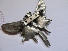 Vintage Whimsical Pink Enamel on Pewter Butterfly Winged Fairy Lady Pin Brooch