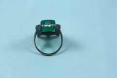 Uncas mfg. Co Antique Art Deco 925 Sterling Silver Chalcedony Marcasite Gem Ring