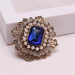 Antique Rhinestone Brooch Pin for Women Girls Gold Tone Vintage Baroque Rectangl