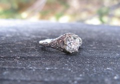 Art Deco Round Cut Lab Created Diamond 14K White Gold Finish Gift wedding Ring