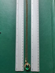 Vintage Jewelry, Green Stones and Chain Pendant, Antique Jewelry, Made in USSR