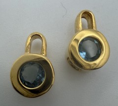 14k Gold Vermeil London Blue Topaz Earrings Charms For Pendant Bezel Setting