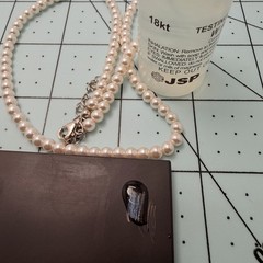 Y2K Faux Pearl Choker 15″ +2″ Ext 4.3mm 90s Choker Necklace Sterling 925 Clasp