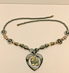Vintage Heavy Heart W/ Good Luck Elephant Inside Pendant Necklace