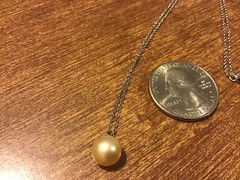 VTG 14K GOLD White 1 Dwt MAJORICA PEARL PENDANT CHAIN NECKLACE