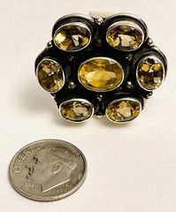 Giant Vintage Hand Crafted Sterling Silver CITRINE Ring Size: 6.5 925/1000