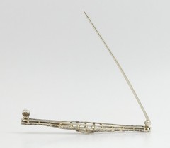 Art Deco Platinum & Gold Mixed .40ct Diamond Solitaire Brooch Bar Pin SI2 F/G