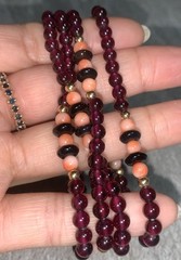 Antique 14k Gold Garnet Coral Onyx Necklace 28″