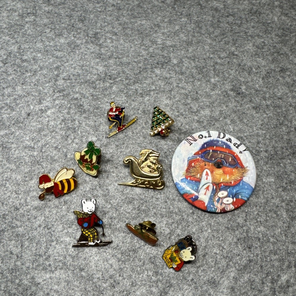 Vintage Lot of 9 Christmas Lapel Pins