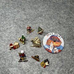 Vintage Lot of 9 Christmas Lapel Pins