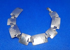 Alpaca Silver hammered Bracelet Bangle Size 7″ x 0.5″ Germany WW2 Africa Rommel