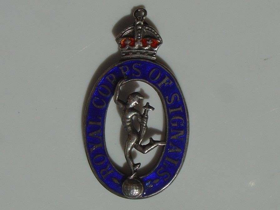 Vtg Charm Pendant Royal Corps of Signal British Winged Mercury WWII Era Pin Part