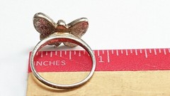 ONYX MOP RING SIZE 8 3/4 STERLING SILVER BUTTERFLY RING SIGNED 925 THAILAND SX