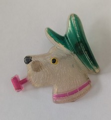Vintage 1940s Celluloid General MacArthur Scottie Dog Pin Brooch Military