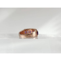 Faux Amethyst Clear Stone Rose Gold Toned Costume Jewelry Vintage Ring – sz 5.5