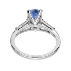 Vintage 1950 Cushion Sapphire Engagement Ring Platinum Tapered Baguette Diamonds