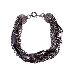 Vintage Unknown Womens Silver Tone Metal Multi Chain Necklace & Bracelet Set