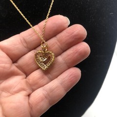 Ross Simons Open Heart Necklace Cubic Zirconia Gold Vermeil Sparkling Love New