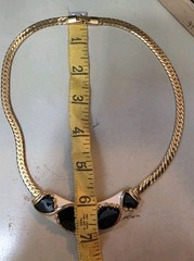 Vintage Black Gold Tone And White Necklace 7 Inches Around