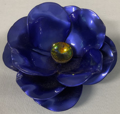 Used Vintage 60’s Purple Flower with Topaz like center stone Brooch 2 1/4″