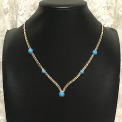 Vintage Western Silver Tone Necklace Blue Accents by Sarah Coventry