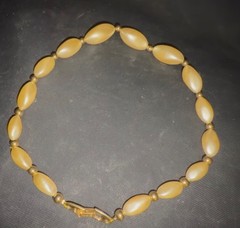 Vintage Signed NAPIER Yellow Lucite Bead Necklace Bracelet Set Gold Tone 1970s