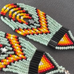 Tribal Earrings Seed Bead Handmade Multicolor Native American Boho Dangle 3” USA