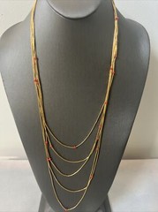Rare pink coral bead necklace 23 inch 5 Strands estate vintage