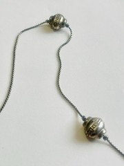 Silver Station Necklace Textured Silver Beads 30” Long Vtg Sustainable Fashion