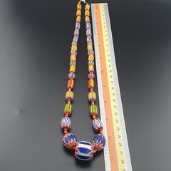 Vintage Venetian Style Multicolor Chevron Glass Beads Necklace 22In | 5.2–18.2mm