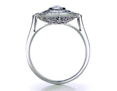 1Ct White Marquise Cut Art Deco Halo Engagement Wedding Ring 925 Sterling Silver