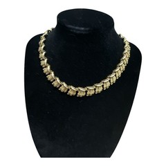Vintage Mid-Century Gold-Tone Fringed Link Statement Choker Necklace
