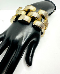 Lot VTG Chunky 1960’s Textured Brushed Gold Tone Dome Link Bracelet & Earrings