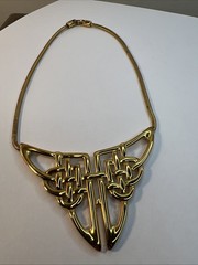 VTG Monet NWT 15” Celtic Knot Bib Statement Necklace Gold Tone MCM NOS