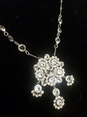 Antique Edwardian/Deco Style Necklace, Paste Rhinestone, Rare Drop Neck, 28 Inch