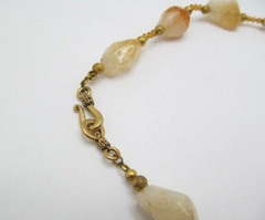 Vintage Stunning Rutilated Quartz Barrel 13.75 Loop Hook Precious Stone Necklace