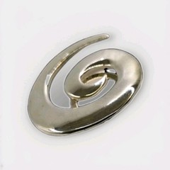 M Jeny Designer Brooch Vintage 1950s 1970s Enameled Silver Tone Swirl Jewelry