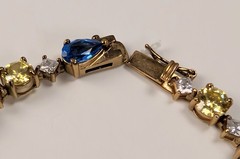 Hallmarked Suzanne Somers Pastel Blue Pink Yellow Crystal Sterling Bracelet