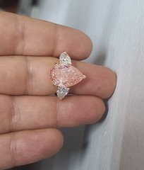 14k Rose Gold Engagement Ring 10.77ct Lab Grown Pink Diamond Pear Shape IGI