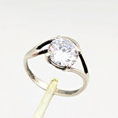 Vintage Elegant RING Silver 925 with Bright Stone-size: 7.5US(17.5mm) Ukraine#16
