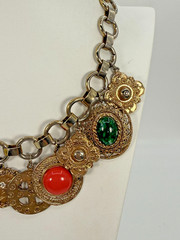 VTG JULIANA D&E Dangling Charm Necklace Pierced Earring Set Ref # 23 Book Pieces