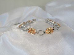 Vintage Sterling Silver 925 Gemstone Tennis Station Bracelet Fits 7″