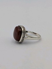 Signed Vtg Sterling Silver Square Carnelian Ball/Bead Design Split Shank Ring