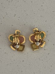Very RARE Joan Rivers Pastel Jelly Belly 3D Gold Tone Clip-On Earrings