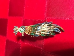 ANTIQUE CHINESE SILVER ENAMEL COCKATOO PARROT PIN 800 SILVER CHINA