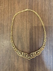 Vintage 925 Gold Plated Silver Necklace with Ruby Sapphire Jade Diamond Accents